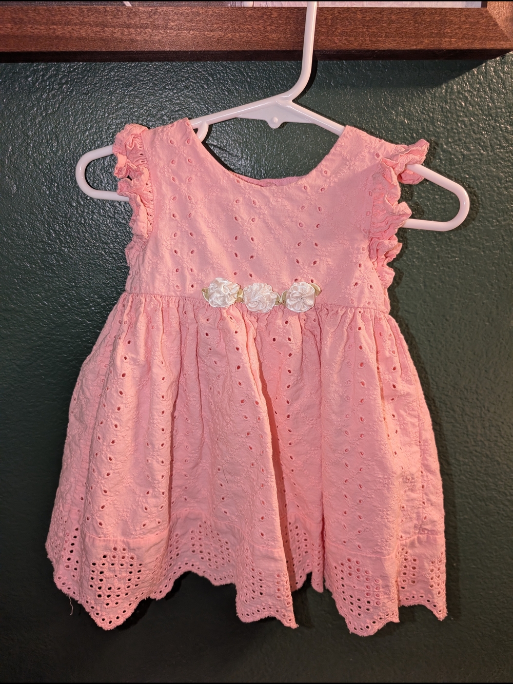 Pink Eyelet Floral Waist Girls' Dress